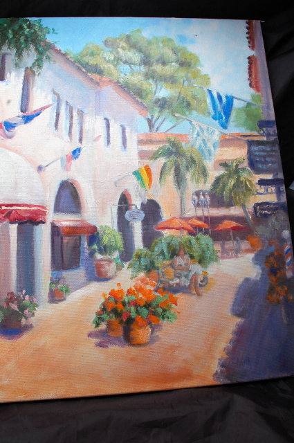 Caribbean Side Walk Scene Oil Painting on Canvas