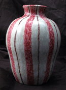 Hand Thrown Pottery Vase Pink Brown Stripes on Oyster Glaze * PRICED REDUCED! **