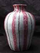 Hand Thrown Pottery Vase Pink Brown Stripes on Oyster Glaze * PRICED REDUCED! **