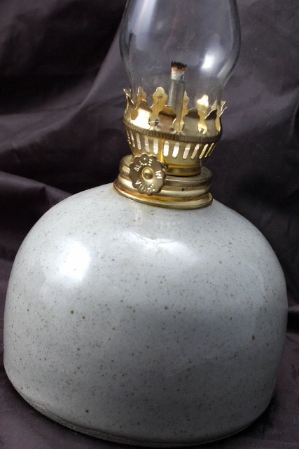 Great Bay Pottery of North Hampton New Hampshire Hurricane Oil Lamp / Loon Design