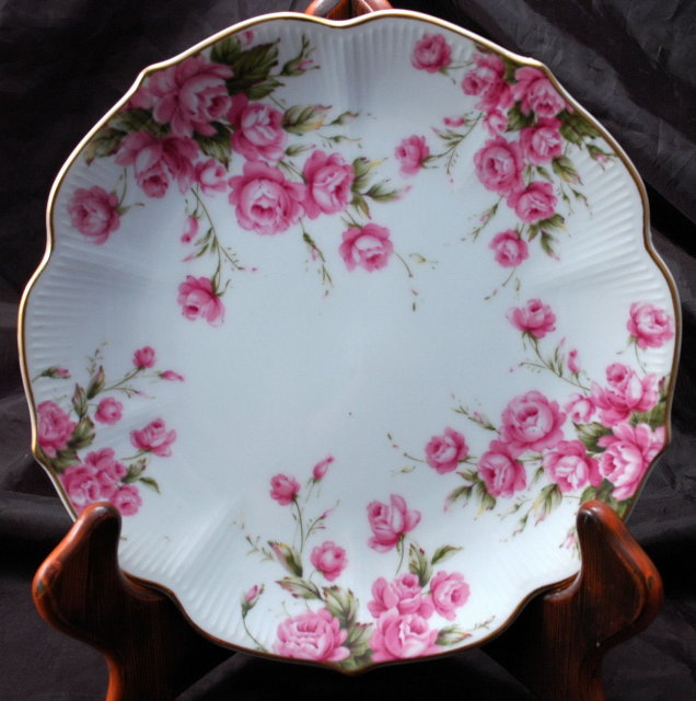 Lefton Hand Painted Rose Serving Plate