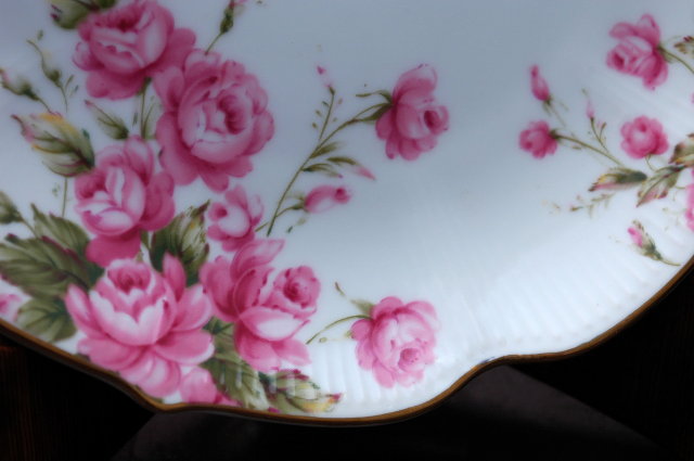 Lefton Hand Painted Rose Serving Plate
