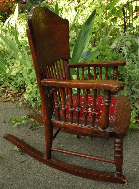 Old Pressed Back Child's Rocking Chair