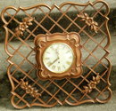 Huge Lattice Syroco Wall Clock, 8 Day Jeweled Wind Up with key. of Syroco Wood RARE STYLE * PRICED REDUCED! **