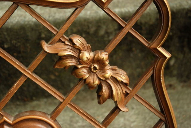 Huge Lattice Syroco Wall Clock, 8 Day Jeweled Wind Up with key. of Syroco Wood RARE STYLE * PRICED REDUCED! **