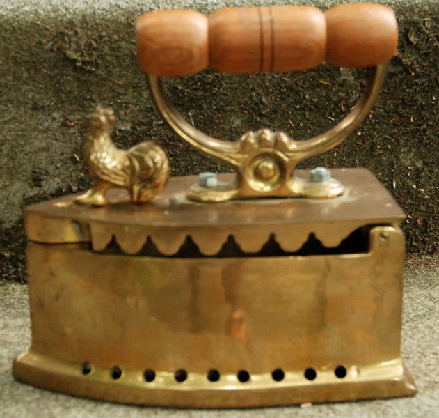 Solid Brass Coal Iron with Rooster Finial Knob or Latch
