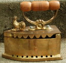Solid Brass Coal Iron with Rooster Finial Knob or Latch