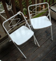 2 Metal Folding Chairs Child's Size