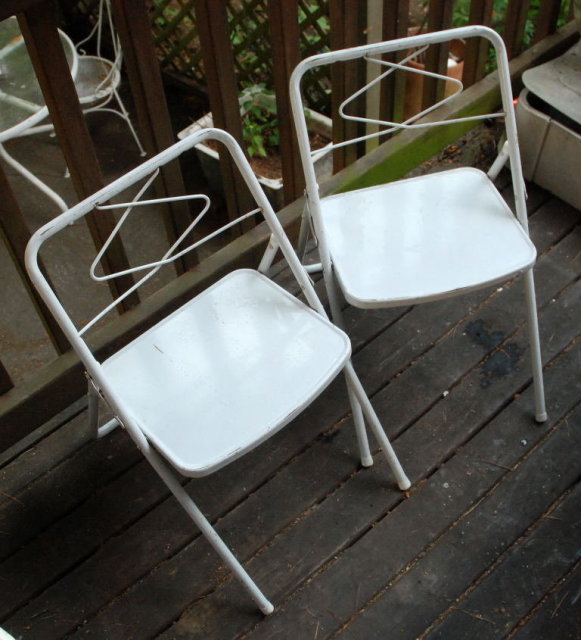 2 Metal Folding Chairs Child's Size