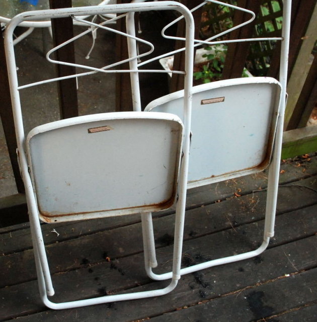 2 Metal Folding Chairs Child's Size