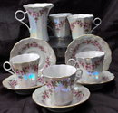 Korosten Porcelain Ukraine Russian Luster 11 Piece Demitasse Tea Set