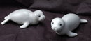 Pair of Hand Painted Grey Porcelain Seal Pups