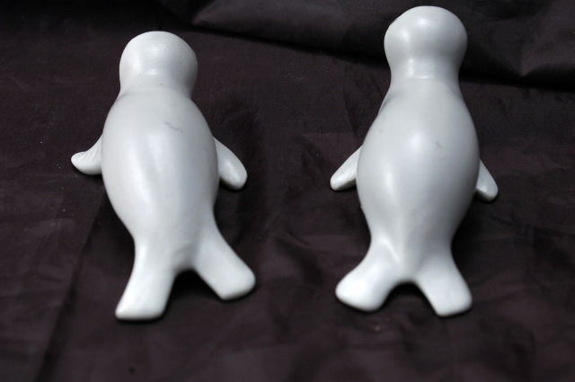 Pair of Hand Painted Grey Porcelain Seal Pups