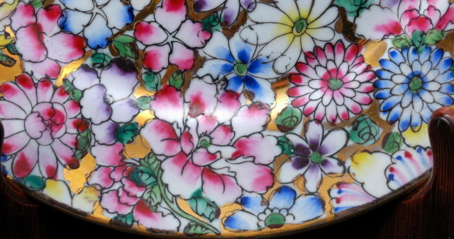 Millefleur Fine Famille Rose Gilt Porcelain Plate, Charger