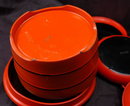 Vintage Japanese Lacquer-ware Wood Coaster with Container Cinnabar Black and Gold