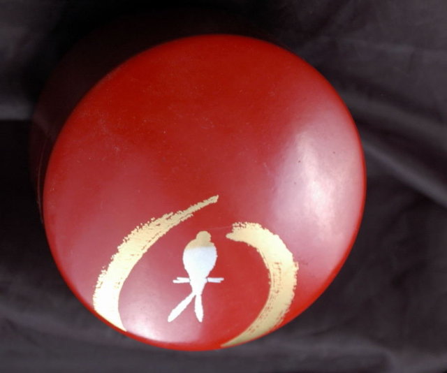 Vintage Japanese Lacquer-ware Coaster with Container Cinnabar and Gold