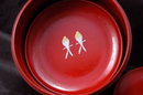 Vintage Japanese Lacquer-ware Coaster with Container Cinnabar and Gold