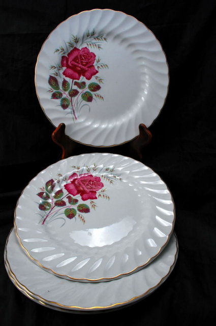 4 Wood & Sons, England Alpine White Ironstone 4 Rose 10