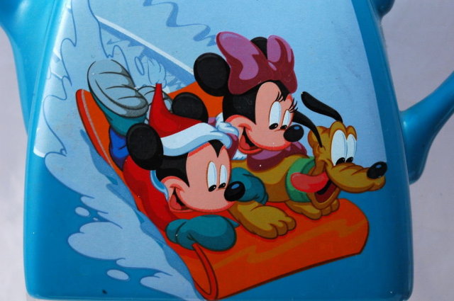 Disney Houston Harvest , Mickey, Minnie, Pluto Ceramic Porcelain Teapot.