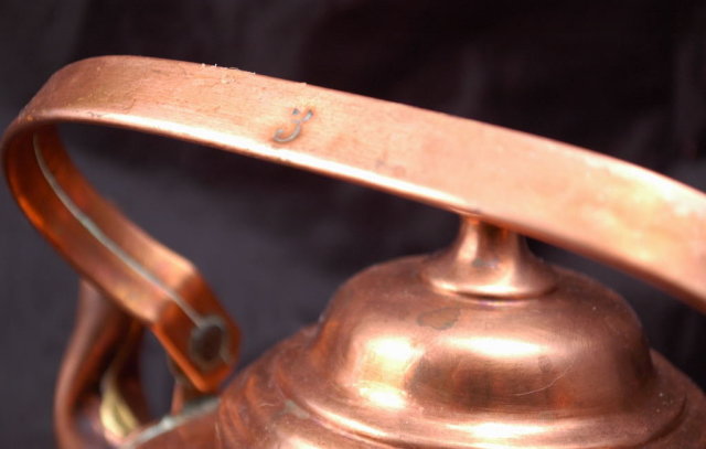 Swedish Copper Tea Kettle , old hand hammered for wood stove top