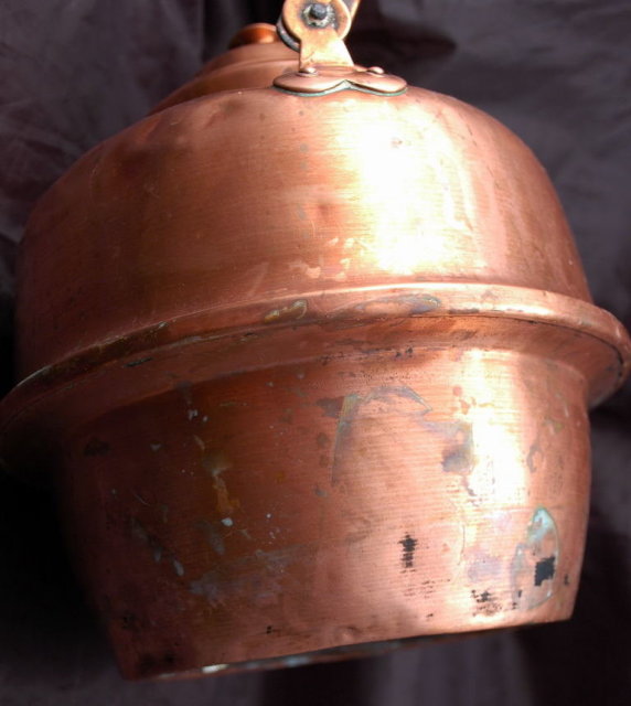 Swedish Copper Tea Kettle , old hand hammered for wood stove top