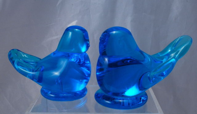 Glass Bird Paper Weights Artist Signed from Blue Bird of Happiness Studio
