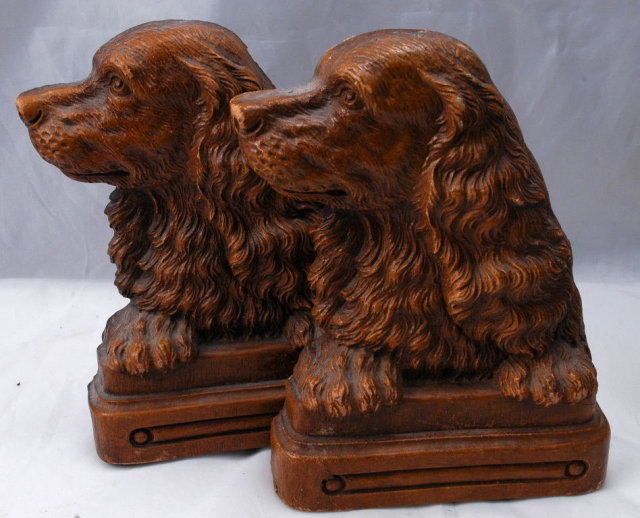 Dog Bookends of Syroco Wood