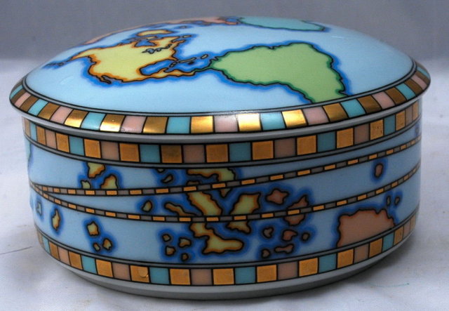 Tiffany & Co. World Map Signed Porcelain Trinket Box