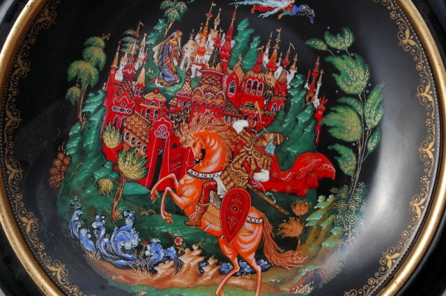 RUSLAN & LUDMILLA RUSSIAN LEGENDS-1ST in black gold lacquer wood frame with COA