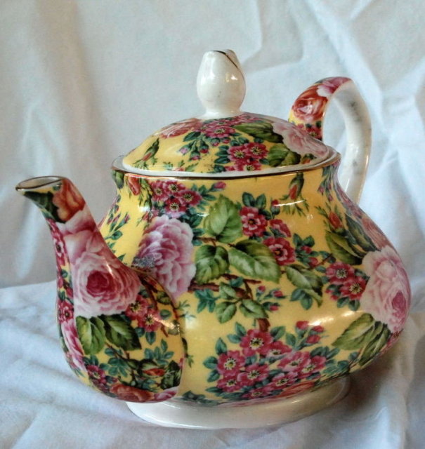 Porcelain Rose Chintz English Teapot
