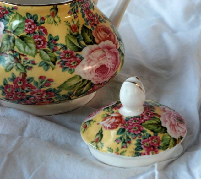 Porcelain Rose Chintz English Teapot