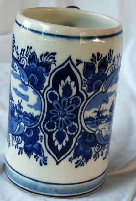 Blue Delft Heineken Beer Stein , hand painted in Holland