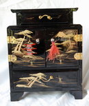 Vintage Japanese Black Lacquer-ware Wood Jewelry Chest * PRICED REDUCED! **
