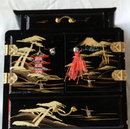 Vintage Japanese Black Lacquer-ware Wood Jewelry Chest * PRICED REDUCED! **