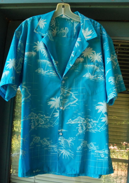 Map of Hawaii Theme Vintage Hawaiian Shirt XL