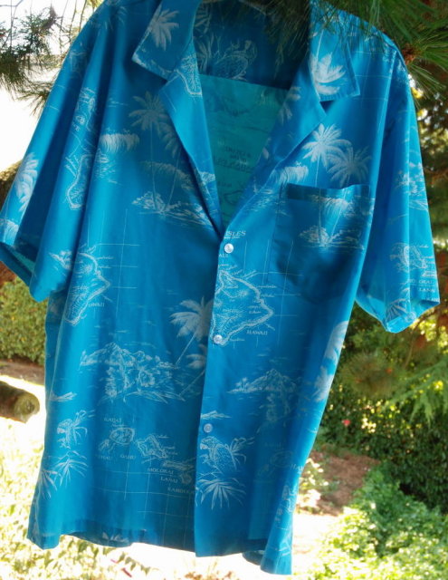 Map of Hawaii Theme Vintage Hawaiian Shirt XL