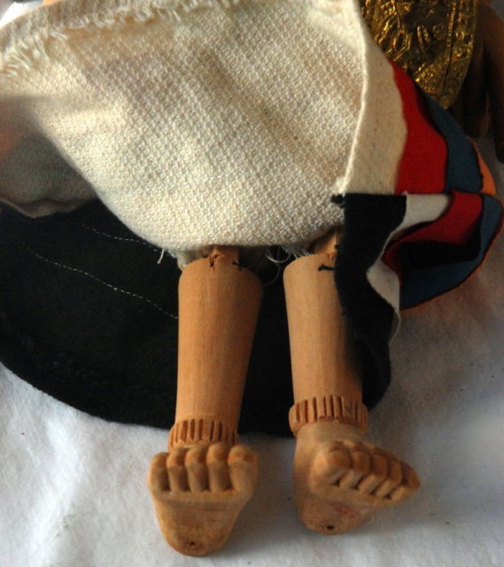 Marionet Puppet, with Dual Masked Faces, Folk Art, Hand Made in Thailand