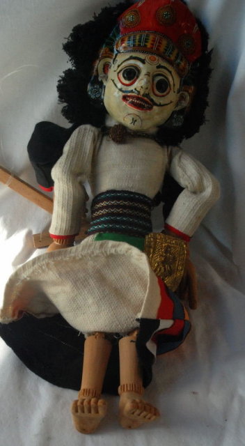 Marionet Puppet, with Dual Masked Faces, Folk Art, Hand Made in Thailand